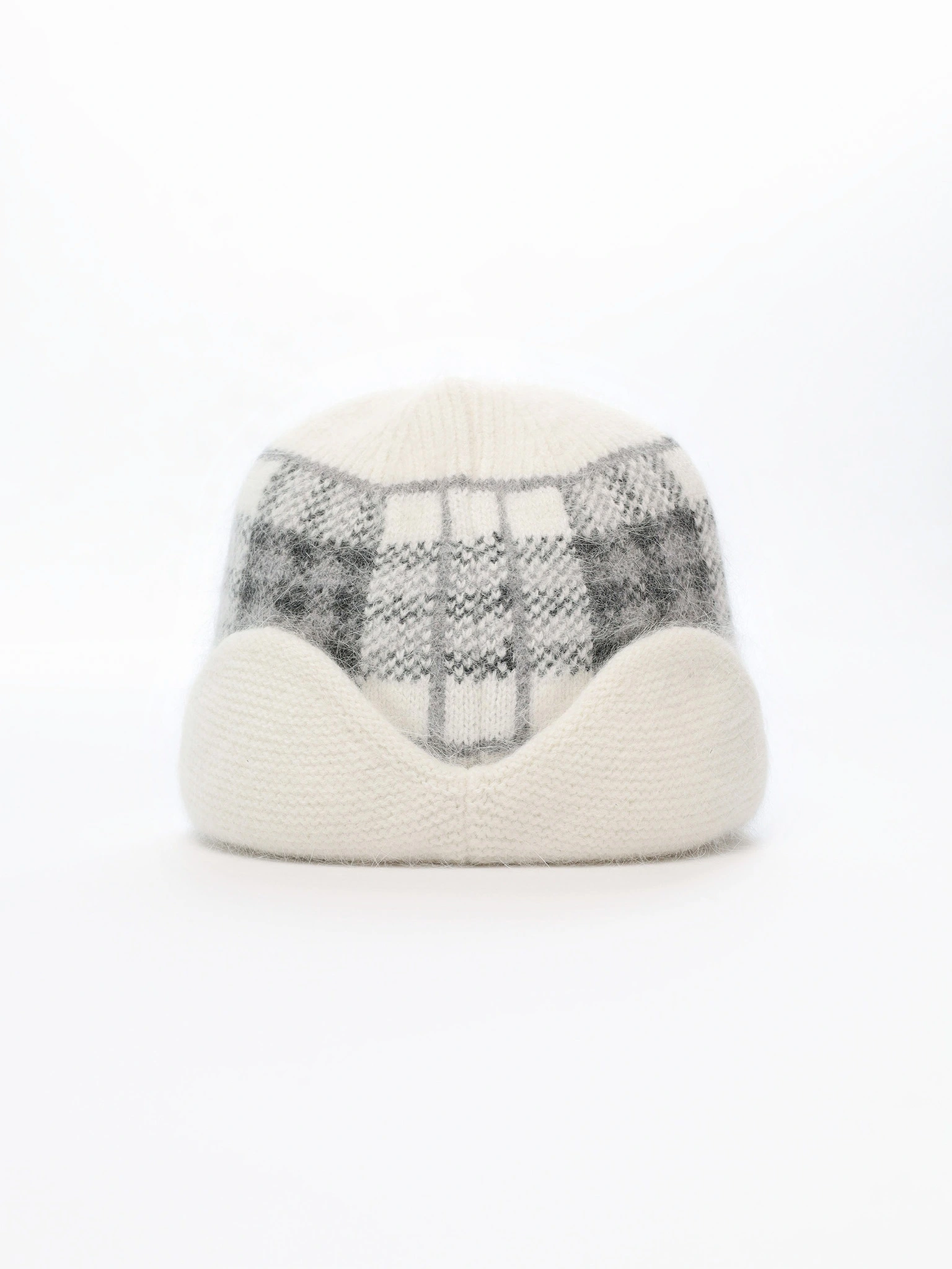 Шапка-ушанка из ангоры и нейлона с отворотом в ассортименте